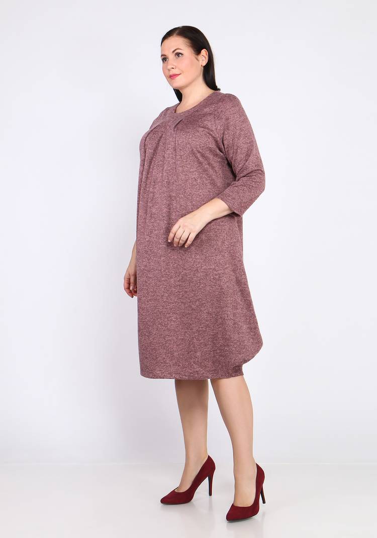 Платье-миди однотонное с длинным рукавом шир.  750, рис. 10