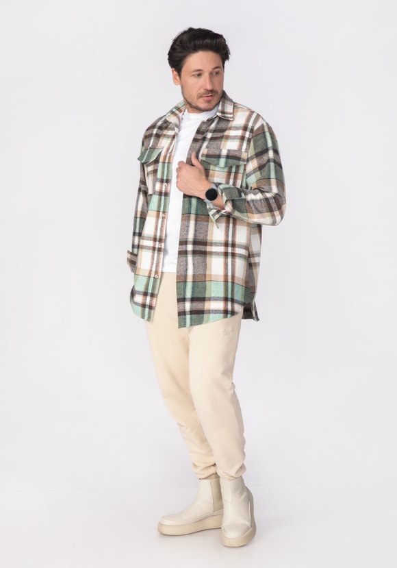 Рубашка мужская в крупную клетку шир.  580, рис. 8