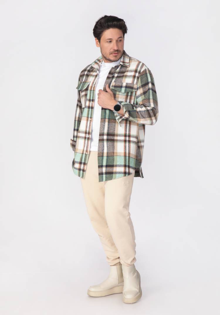 Рубашка мужская в крупную клетку шир.  750, рис. 8