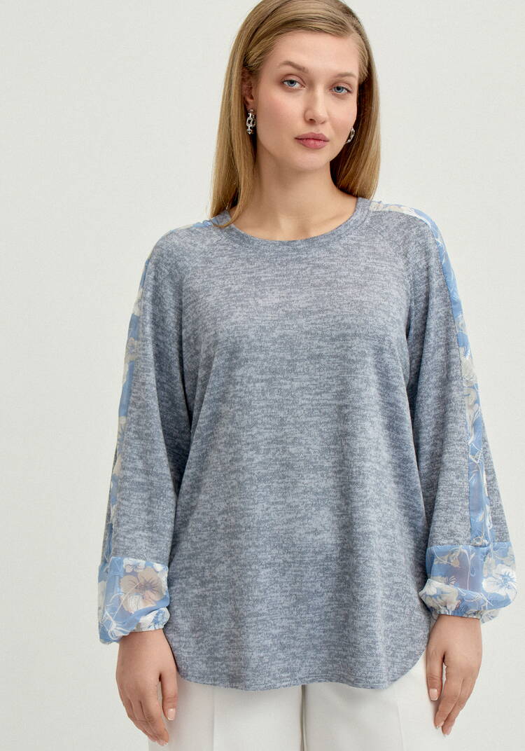 Джемпер с цветочными вставками по рукавам шир.  750, рис. 4