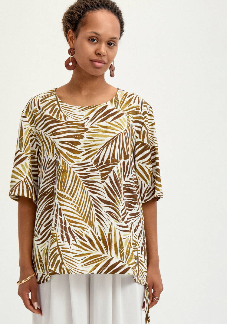 Блуза свободная с коротким рукавом и принтом шир.  750, рис. 4