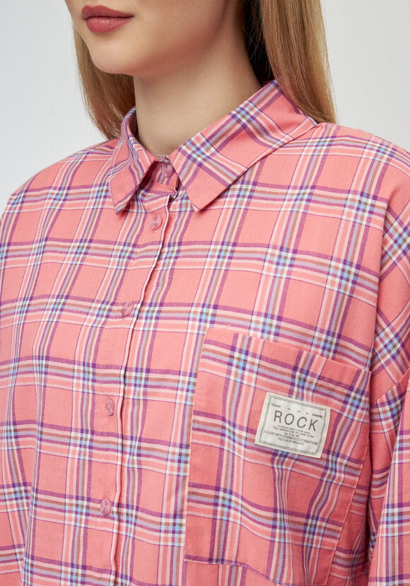 Рубашка в клетку с комбинацией трикотажа шир.  580, рис. 14