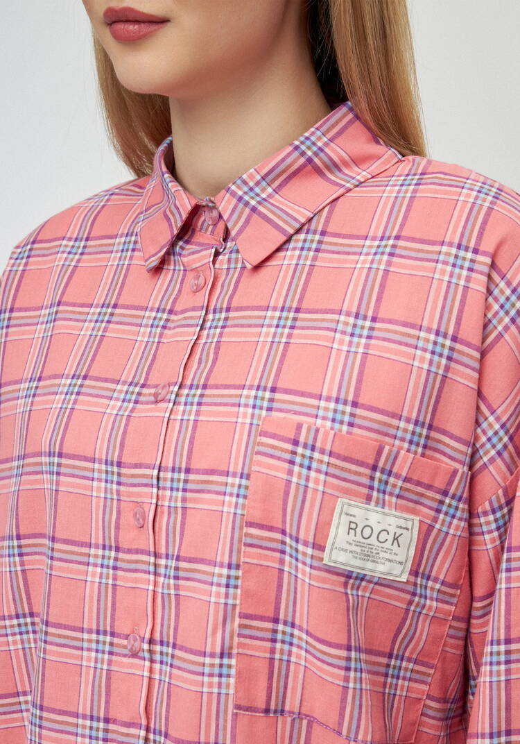 Рубашка в клетку с комбинацией трикотажа шир.  750, рис. 14