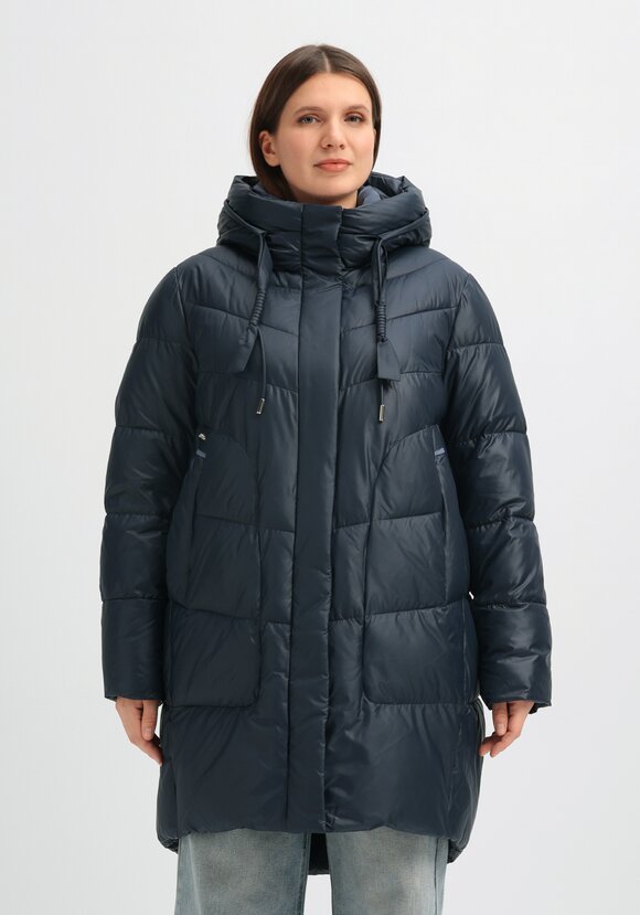 Пуховик стеганый с контрастным капюшоном шир.  580, рис. 4