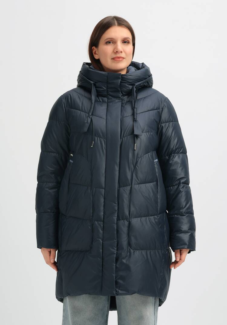 Пуховик стеганый с контрастным капюшоном шир.  750, рис. 4