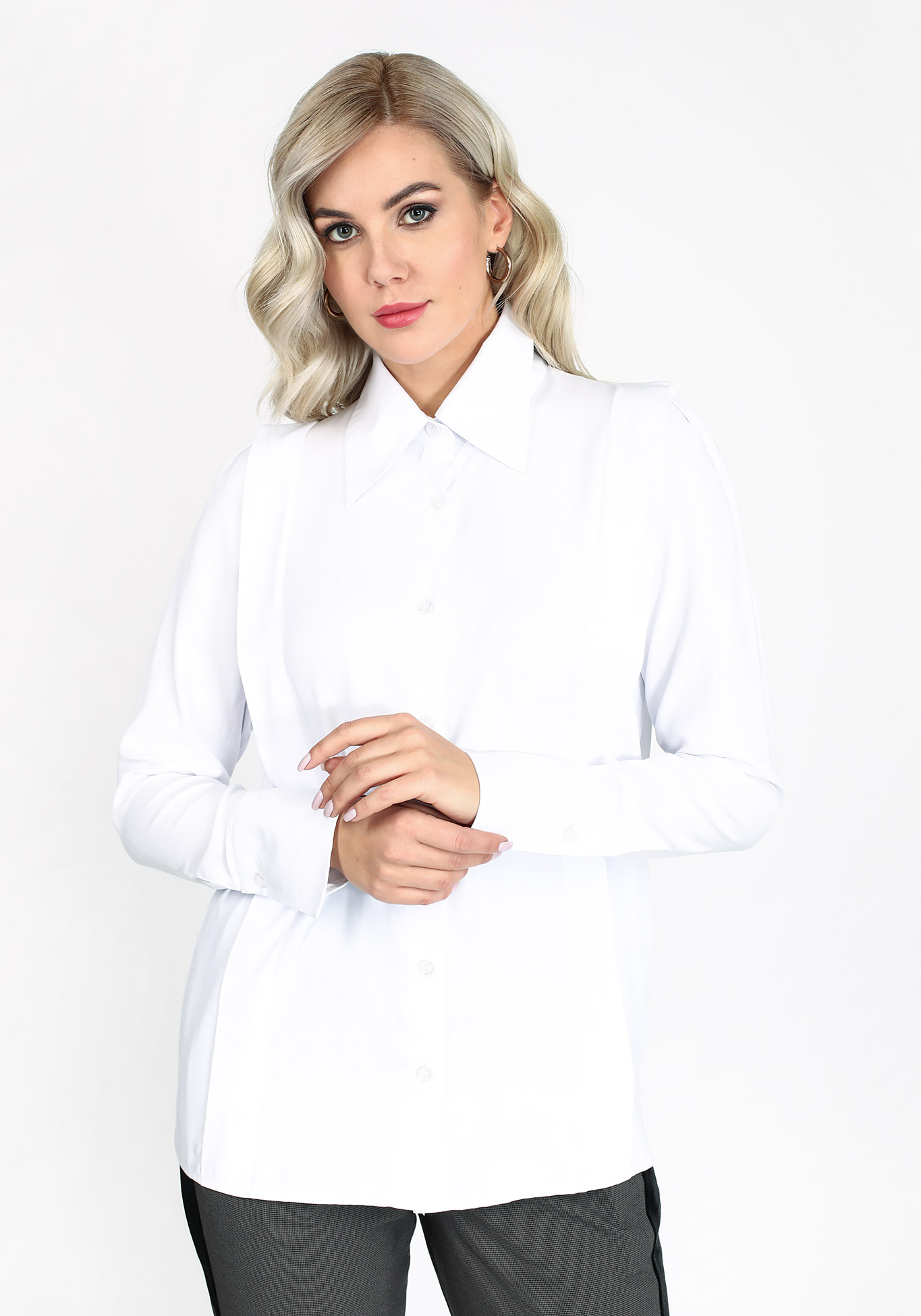 Блуза на пуговицах с высокими манжетами блуза с боковыми разрезами
