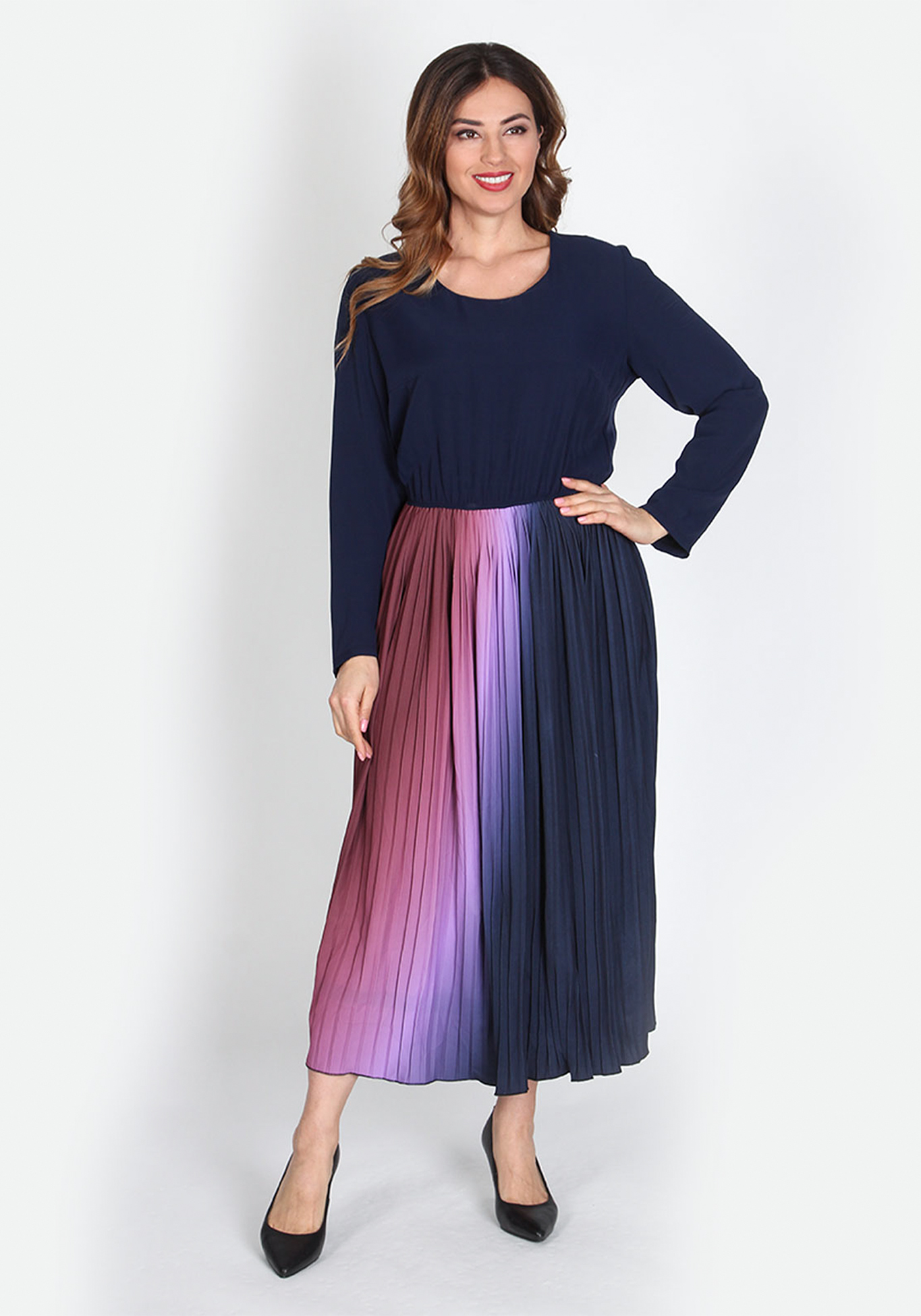 Платье плиссированное «Зафира», размер 48, цвет сине-фиолетовый - фото 2