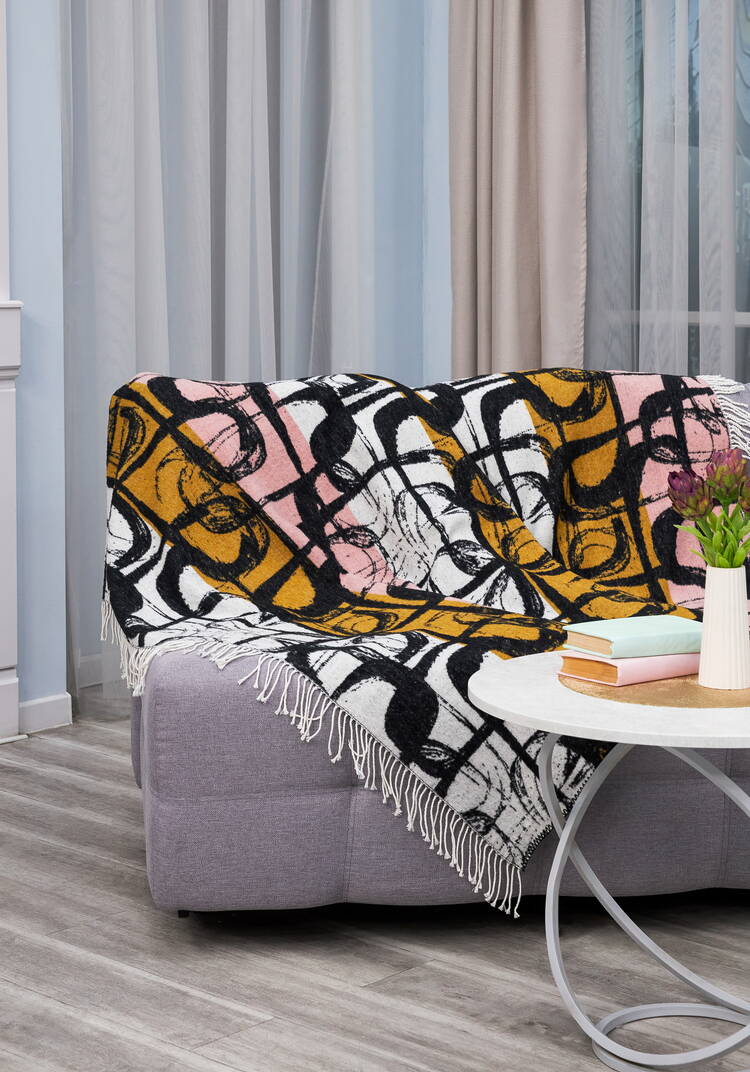 Плед с бахромой Хлопковый жаккард шир.  750, рис. 5