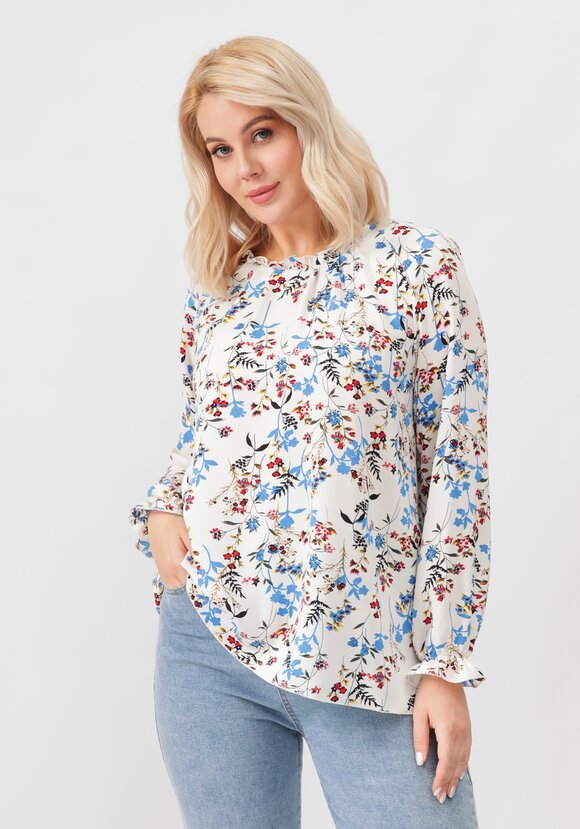 Блуза с цветочным принтом свободного кроя шир.  580, рис. 1
