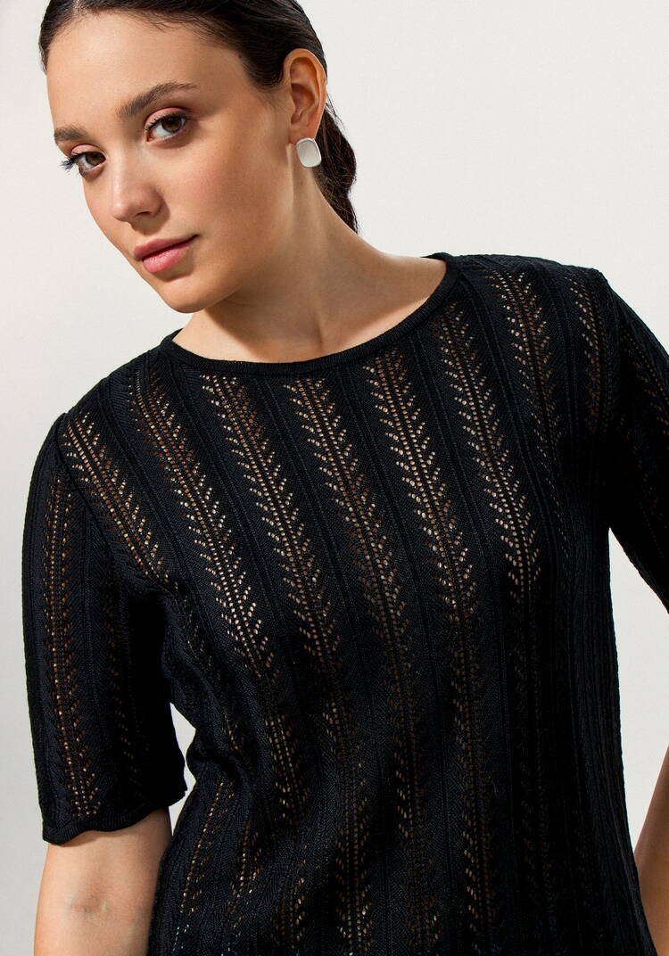 Джемпер с ажурным вертикальным рисунком шир.  750, рис. 4