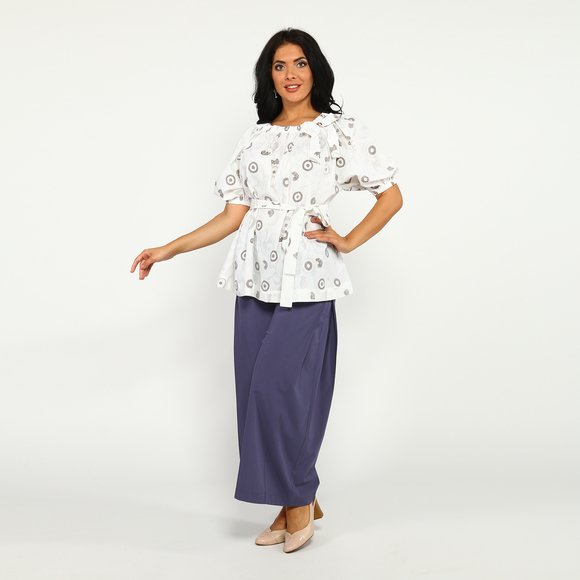 Блуза с поясом и декором Бант шир.  580, рис. 10