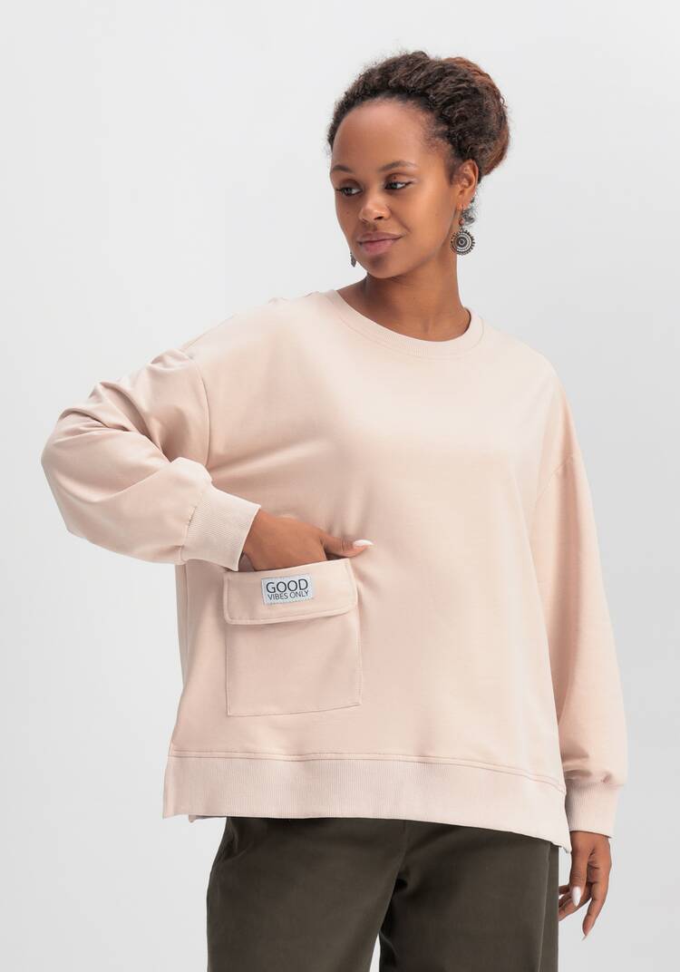 Свитшот свободного кроя с накладным карманом шир.  750, рис. 18