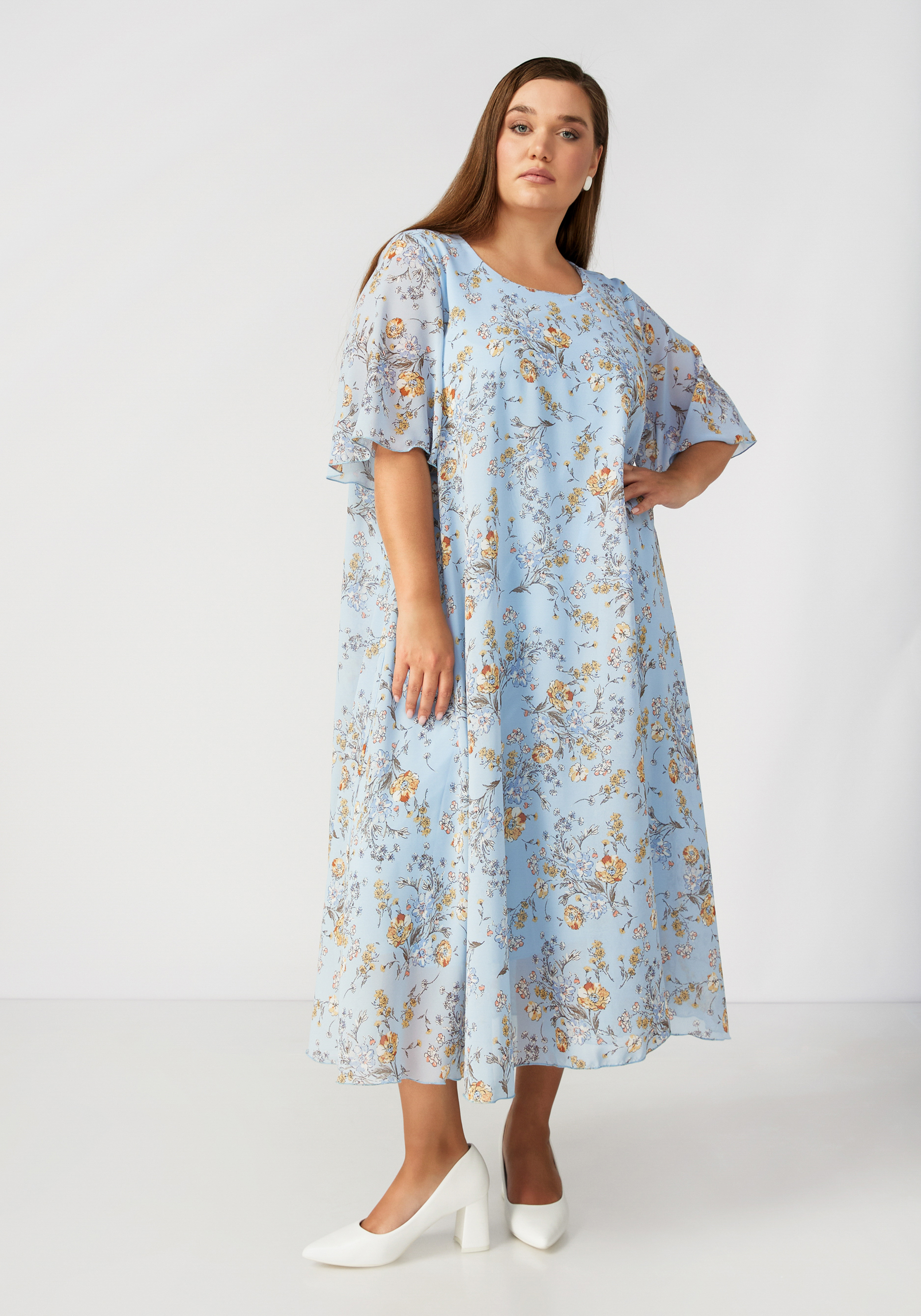 Платье свободного кроя с цветочным узором Bianka Modeno, размер 58 - фото 1