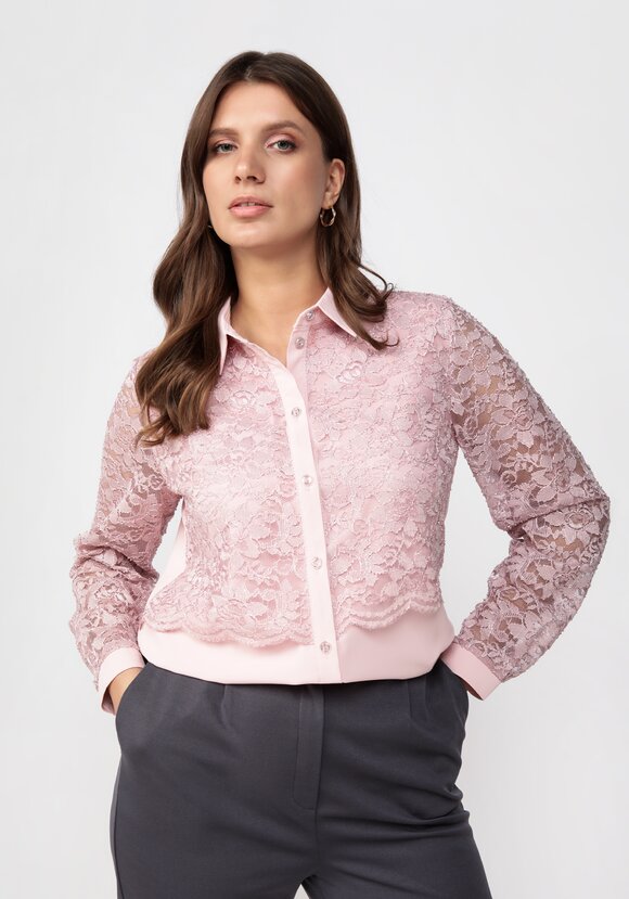 Блуза с ажурным кружевом прямого силуэта шир.  580, рис. 1