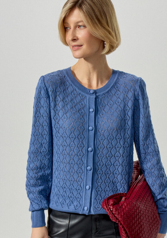 Кардиган ажурный с обтянутыми пуговицами шир.  580, рис. 8
