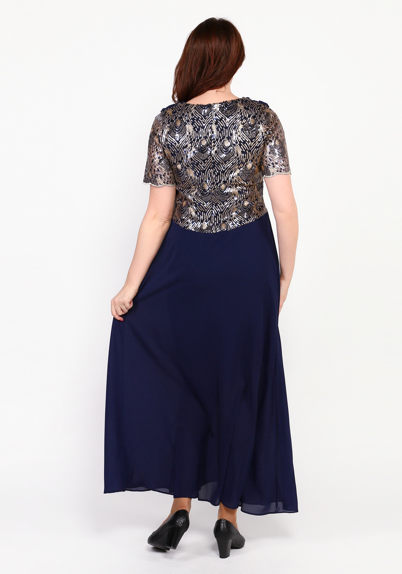 Платье с коротким рукавом и воротником "хомут" Bel Fiore, размер 48, цвет синий - фото 5