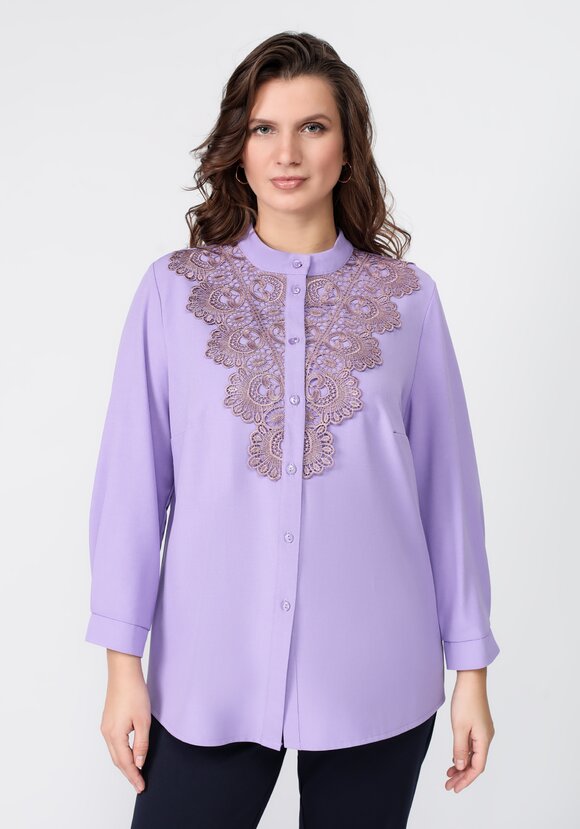 Блуза на пуговицах с ажурным кружевом шир.  580, рис. 19