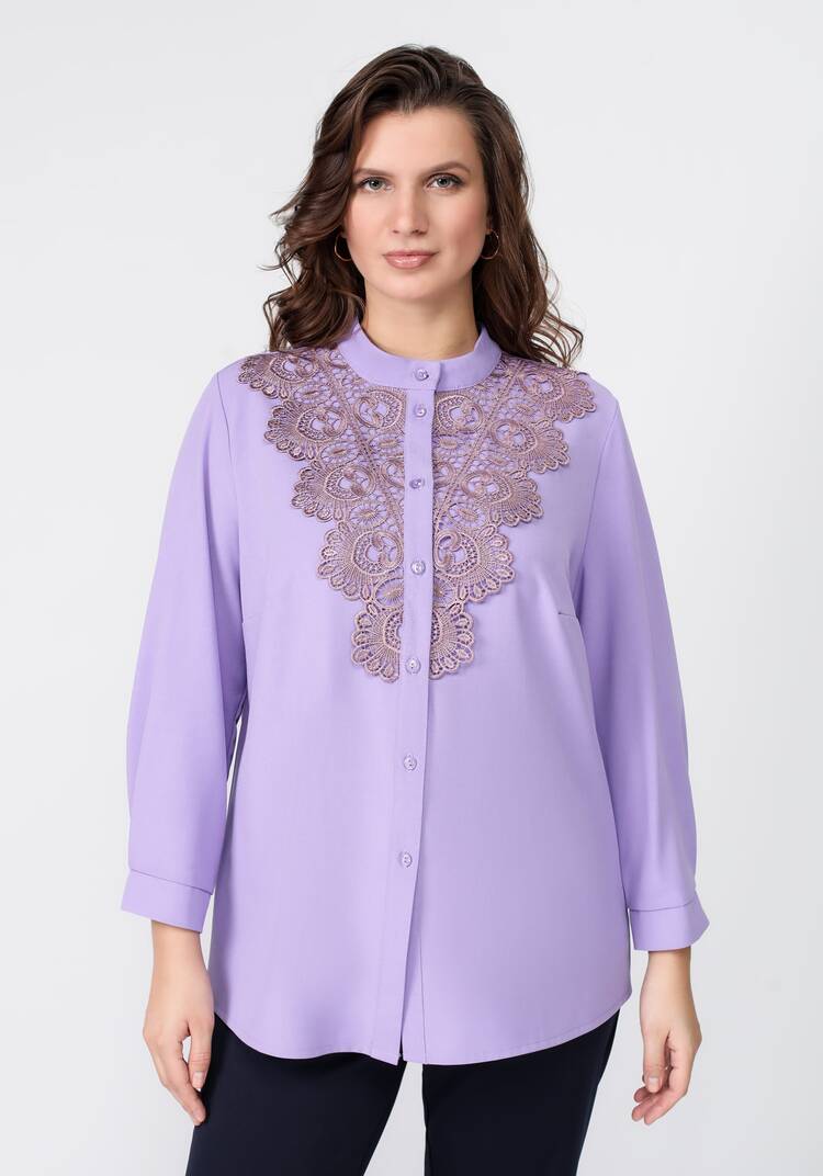 Блуза на пуговицах с ажурным кружевом шир.  750, рис. 19