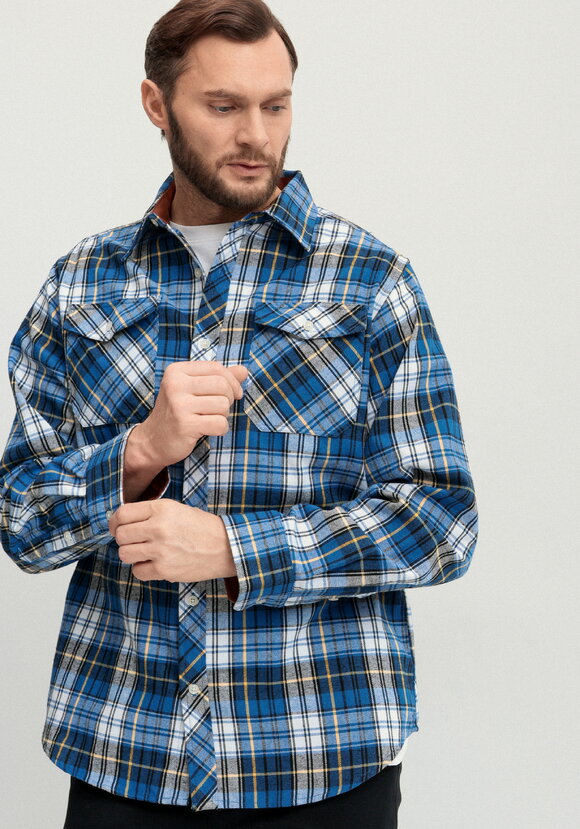 Рубашка в клетку с нагрудными карманами шир.  580, рис. 19