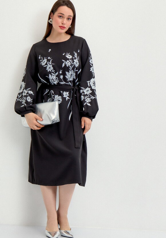 Платье с цветочным принтом А-силуэта шир.  580, рис. 10