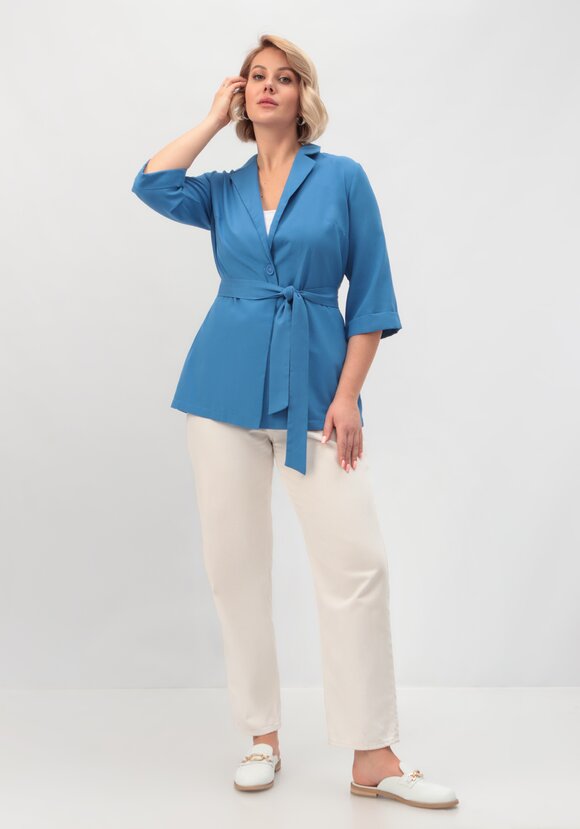 Пиджак с поясом из льна и хлопка шир.  580, рис. 16