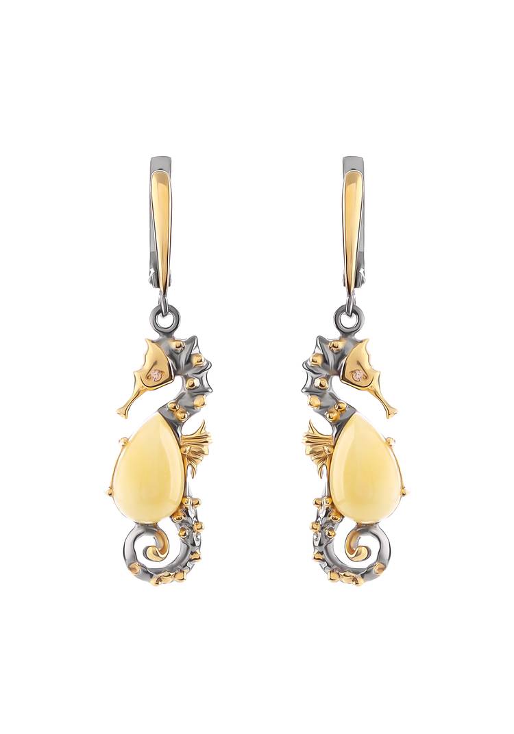 Серьги Морской конек шир.  750, рис. 1
