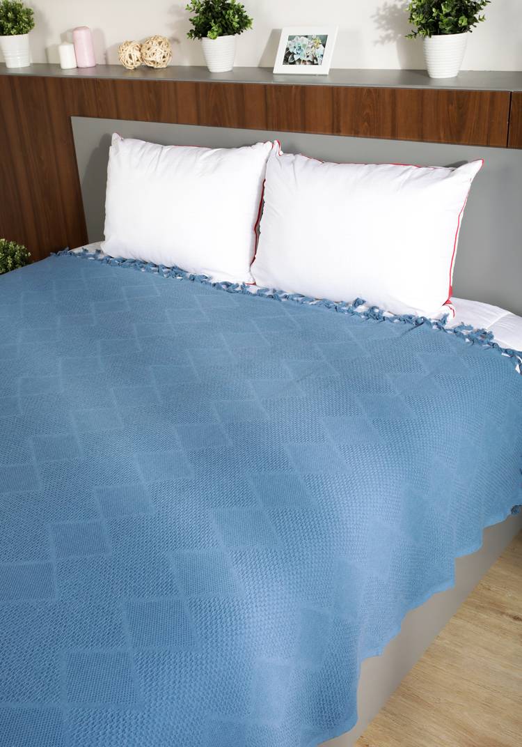 Покрывало-плед из хлопка с бахромой Айшель шир.  750, рис. 3