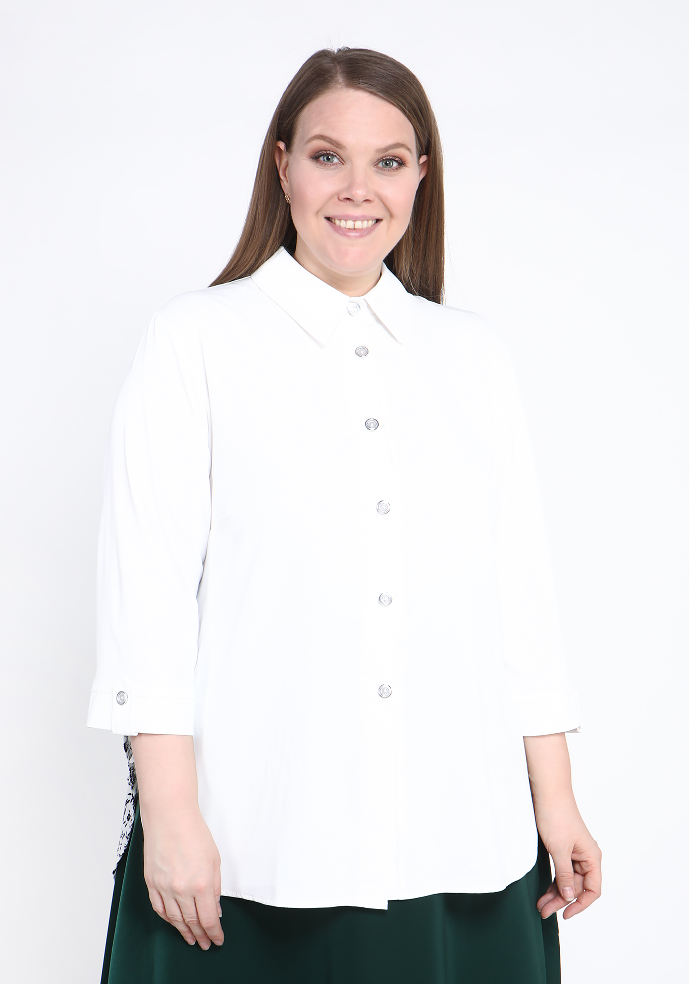 Блуза необычного кроя Bianka Modeno, размер 58, цвет пудровый - фото 3