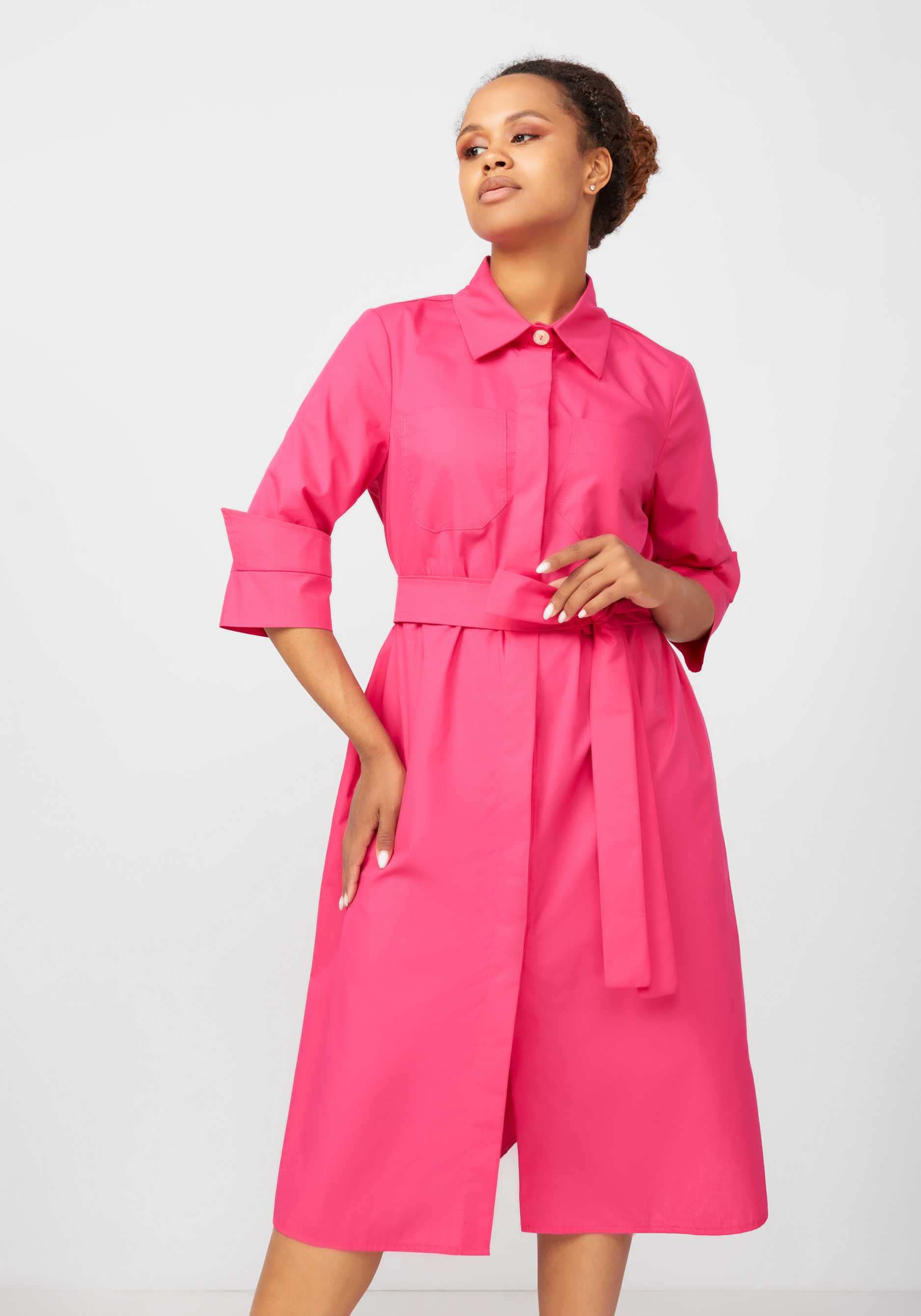 Платье-рубашка с поясом Bianka Modeno, цвет розовый, размер 52 - фото 7