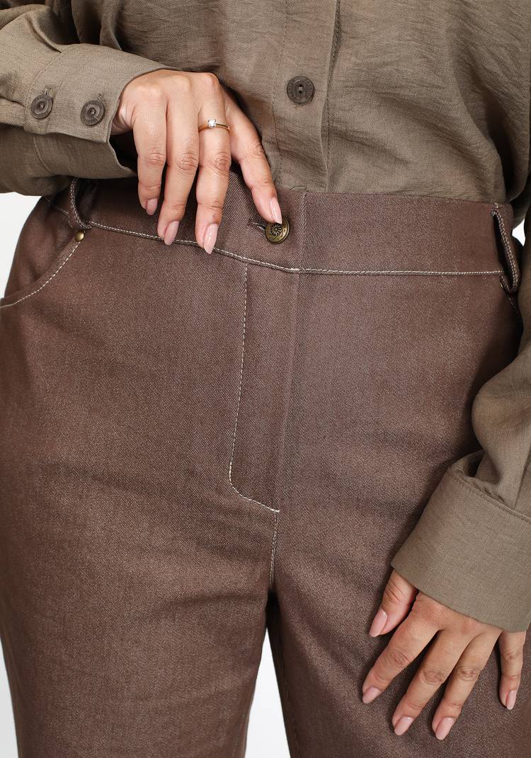 Брюки расклешенные из джинсовой ткани шир.  750, рис. 4