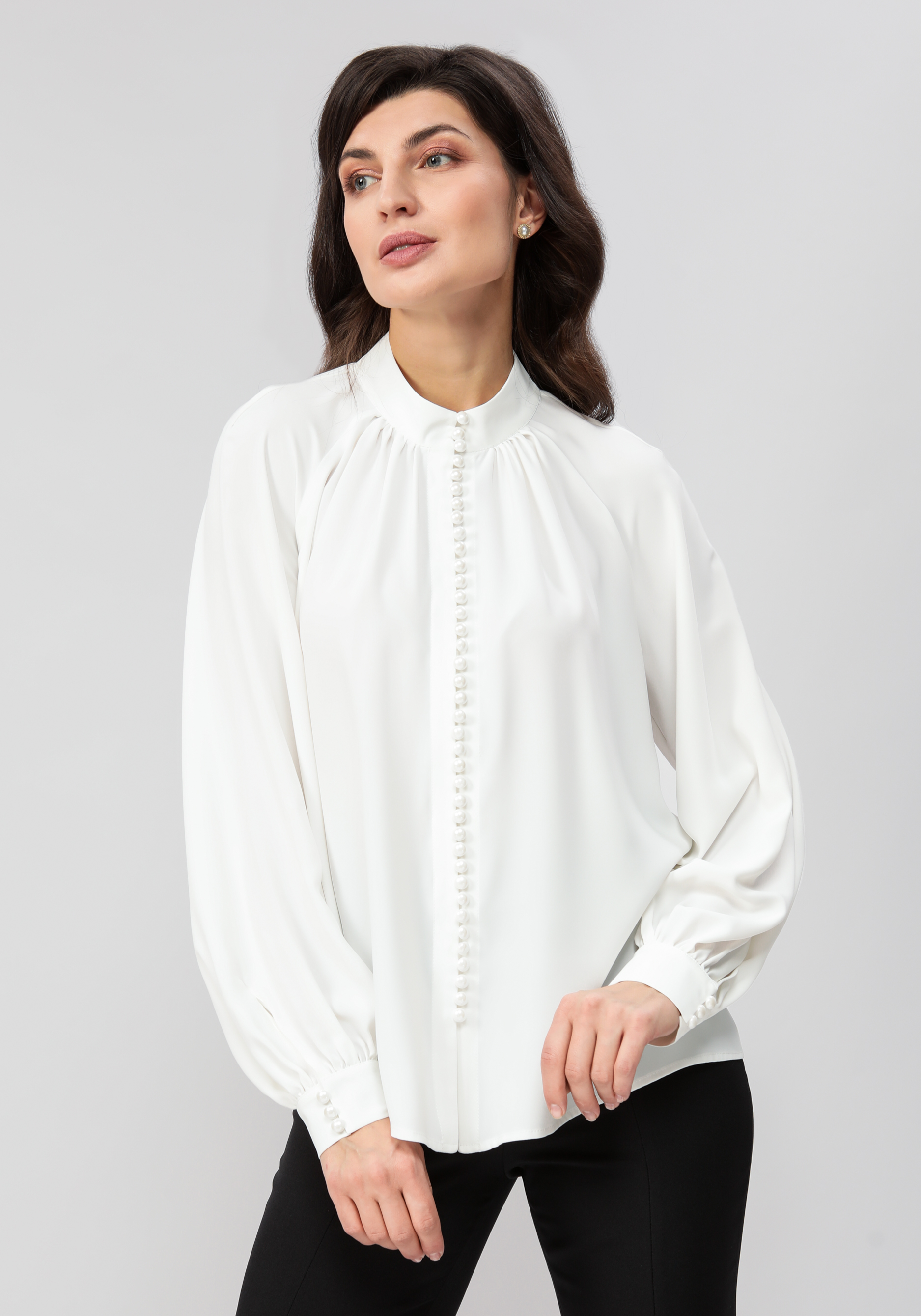 Блуза прямого силуэта с рукавом реглан жен блуза арт 16 0316 белый р 46