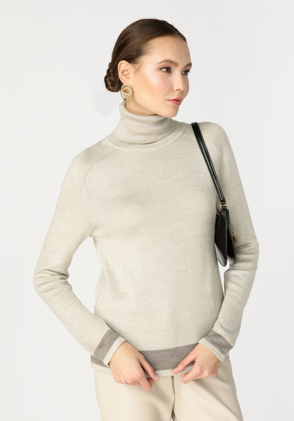 Свитер с контрастной отделкой по низу изделия шир.  580, рис. 6