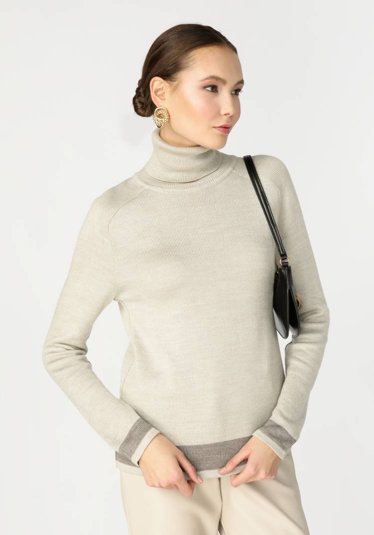 Свитер с контрастной отделкой по низу изделия шир.  750, рис. 6