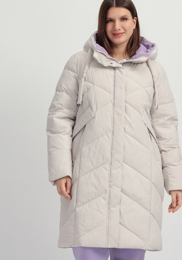 Пуховик с капюшоном и фактурной стежкой шир.  580, рис. 2