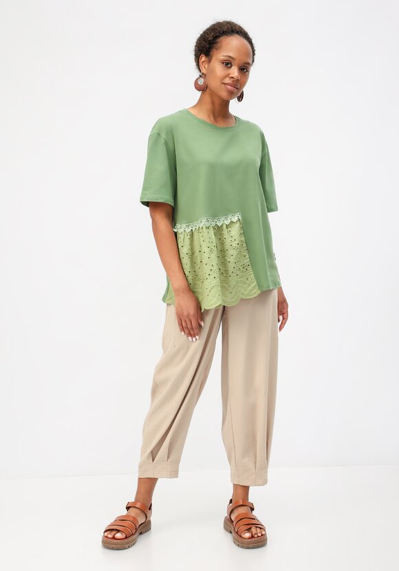 Блуза свободного кроя с вставкой из шитья шир.  580, рис. 15