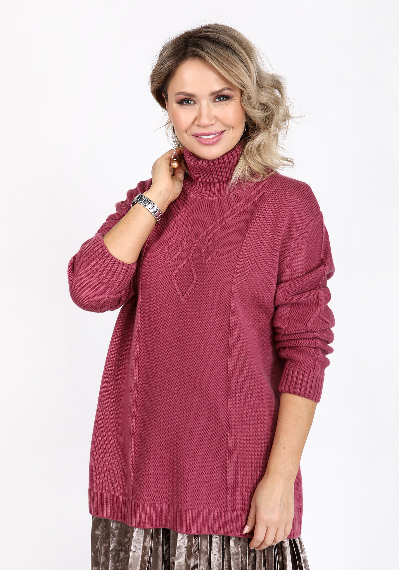 Джемпер вязаный с ажурным рисунком