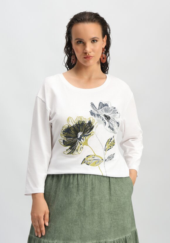 Лонгслив с цветами 3D шир.  580, рис. 1