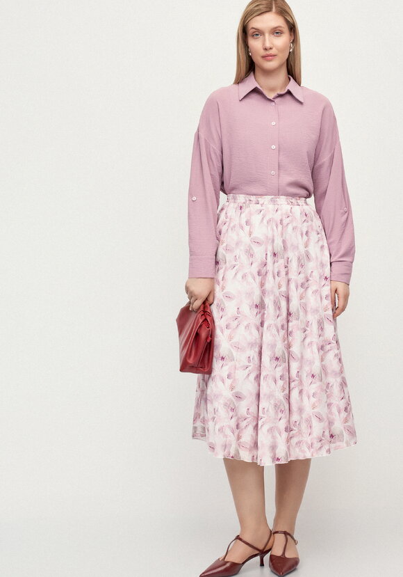 Плессированная юбка с цветочным принтом шир.  580, рис. 15