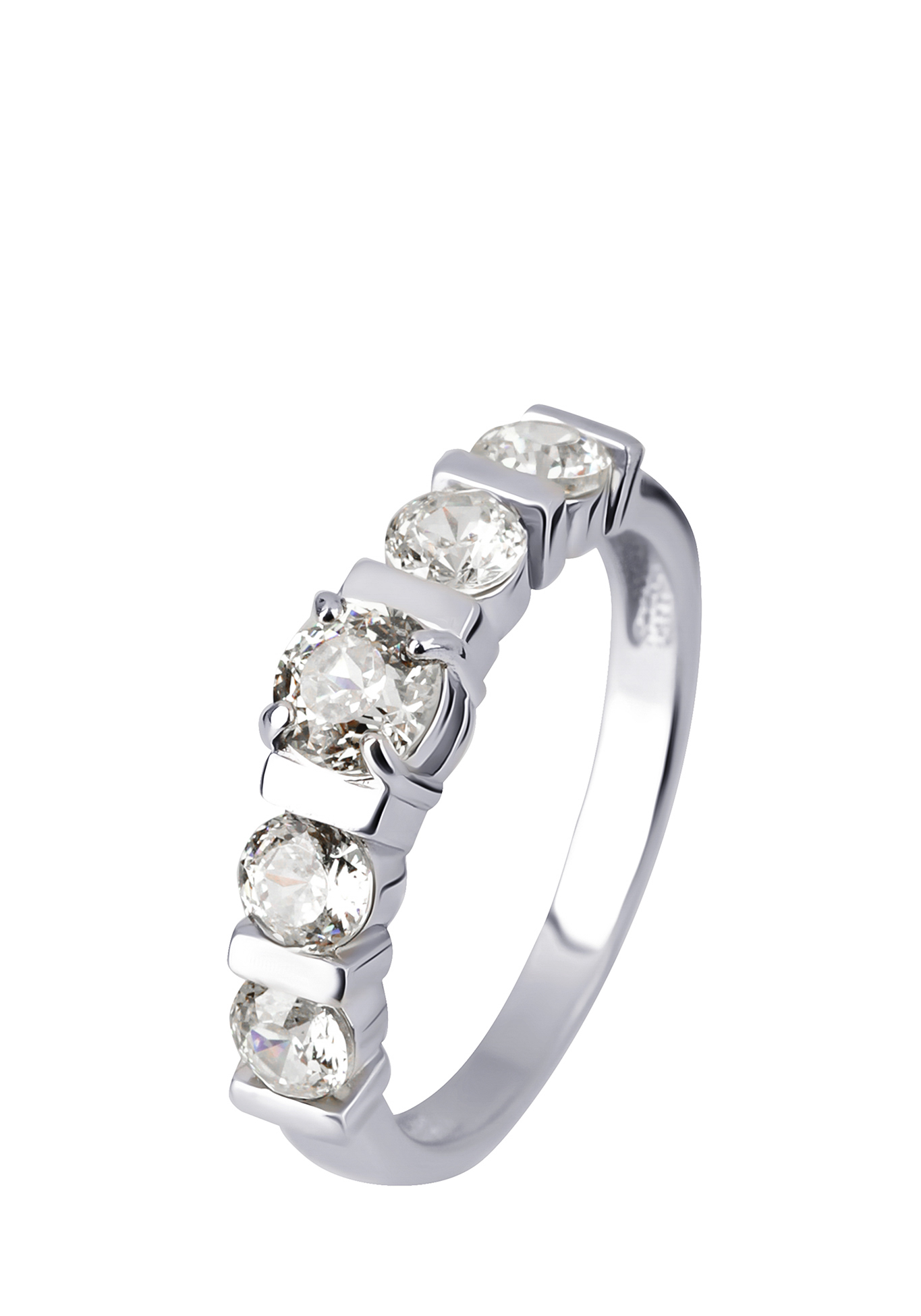 Серебряное кольцо "Эмина" Бриллианит. Серебряная линия, цвет белый, размер 19 сайдстоун - фото 1