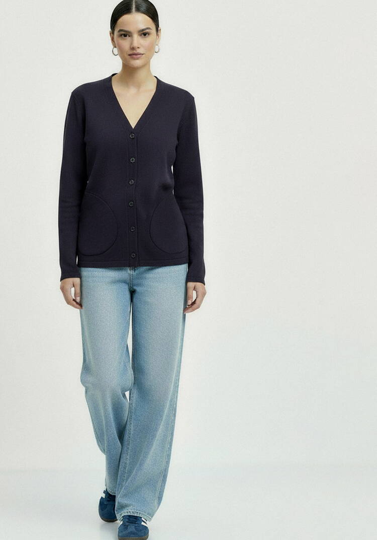 Кардиган на пуговицах утепленный шир.  750, рис. 7