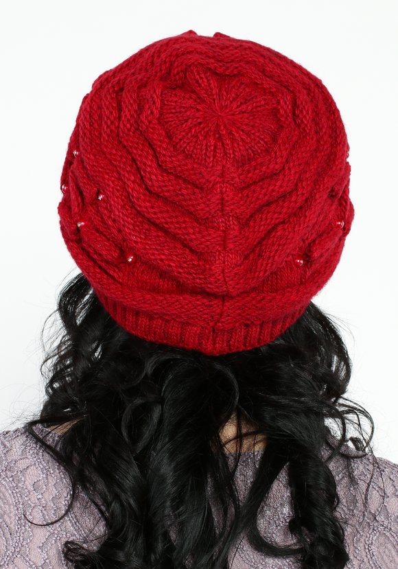 Шапка с вязанным рисунком и стразами шир.  580, рис. 3