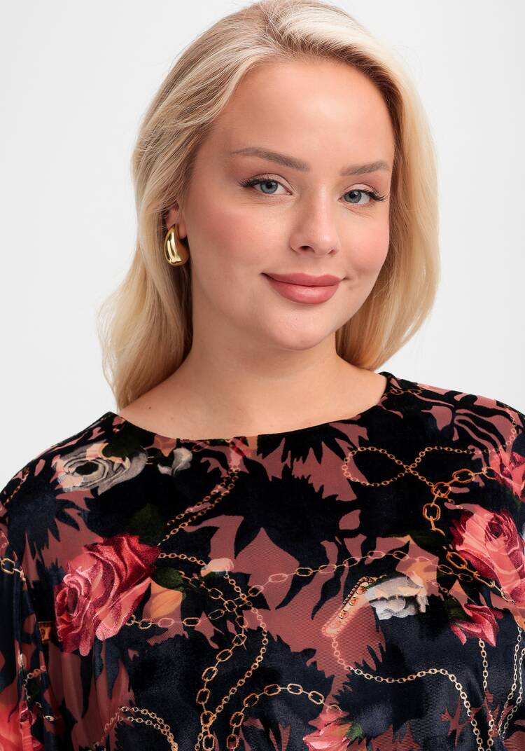 Платье с цветочным принтом из креш бархата шир.  750, рис. 15