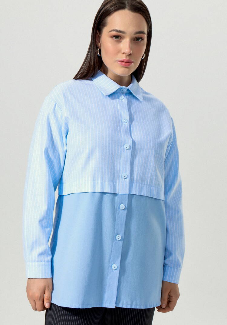 Рубашка с отрезной кокеткой в полоску шир.  750, рис. 17