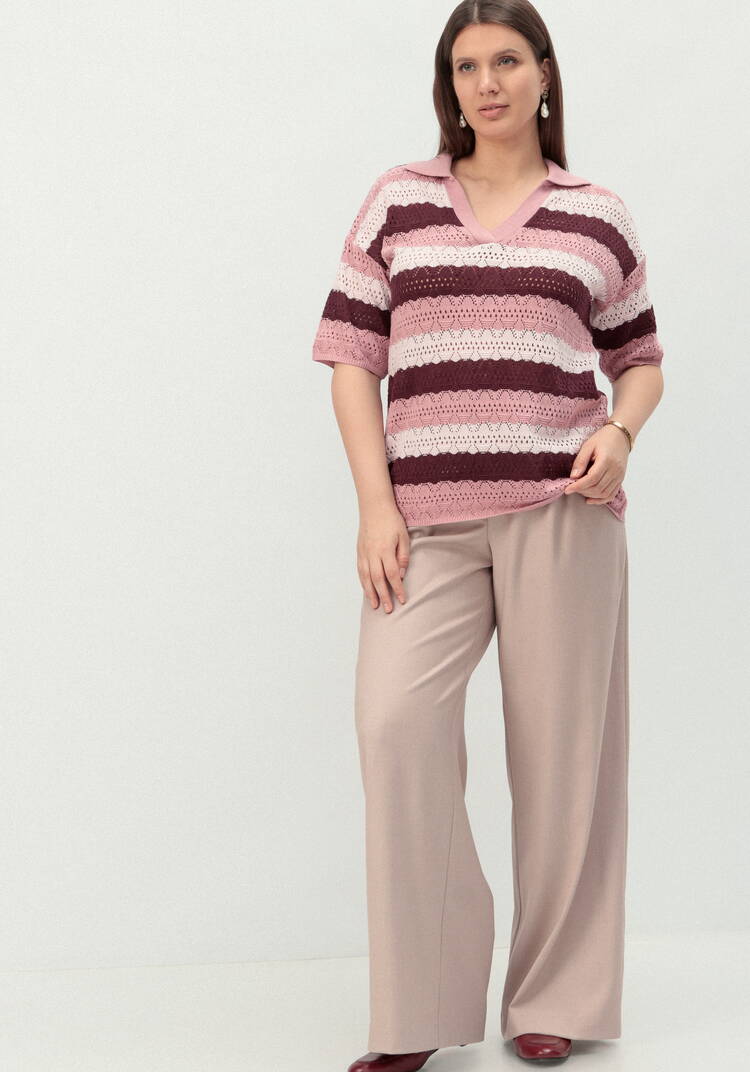 Джемпер-поло ажурный в полоску шир.  750, рис. 23