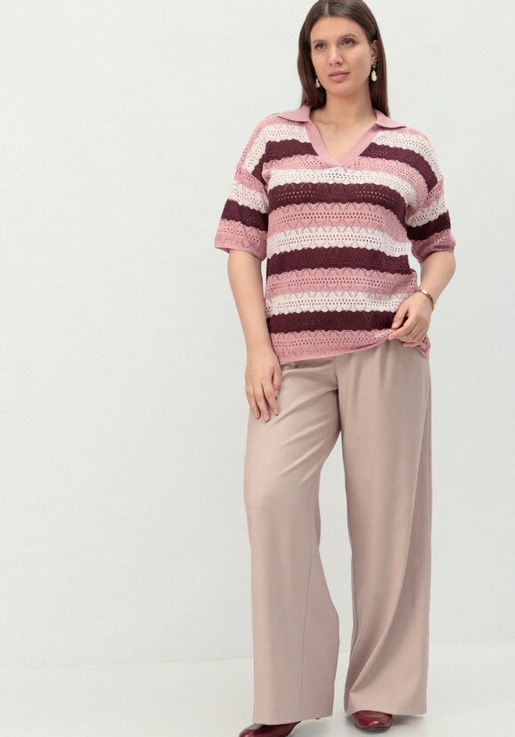 Джемпер-поло ажурный в полоску шир.  580, рис. 23