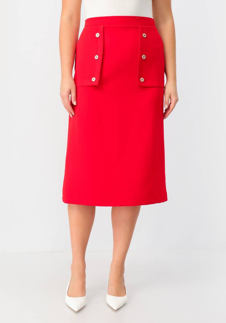 Юбка прямая на эластичном поясе с пуговицами шир.  750, рис. 4