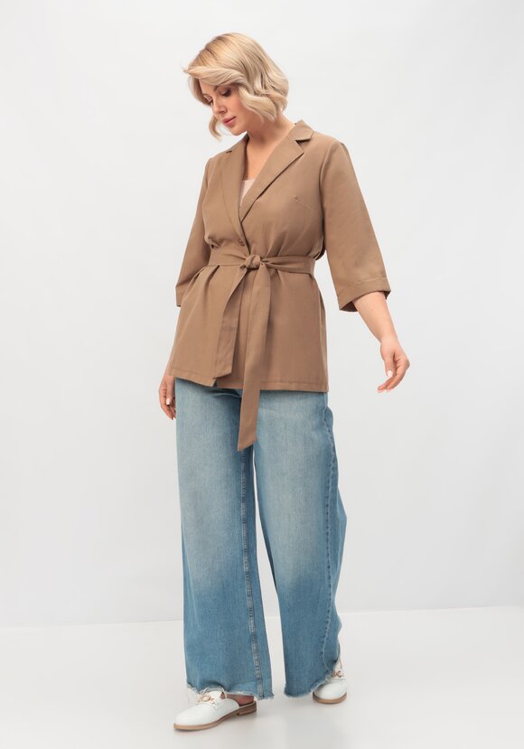 Пиджак с поясом из льна и хлопка шир.  580, рис. 2