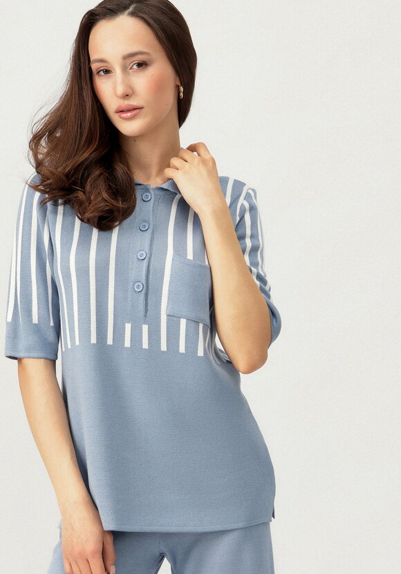 Джемпер-поло с вертикальной полосой шир.  580, рис. 4