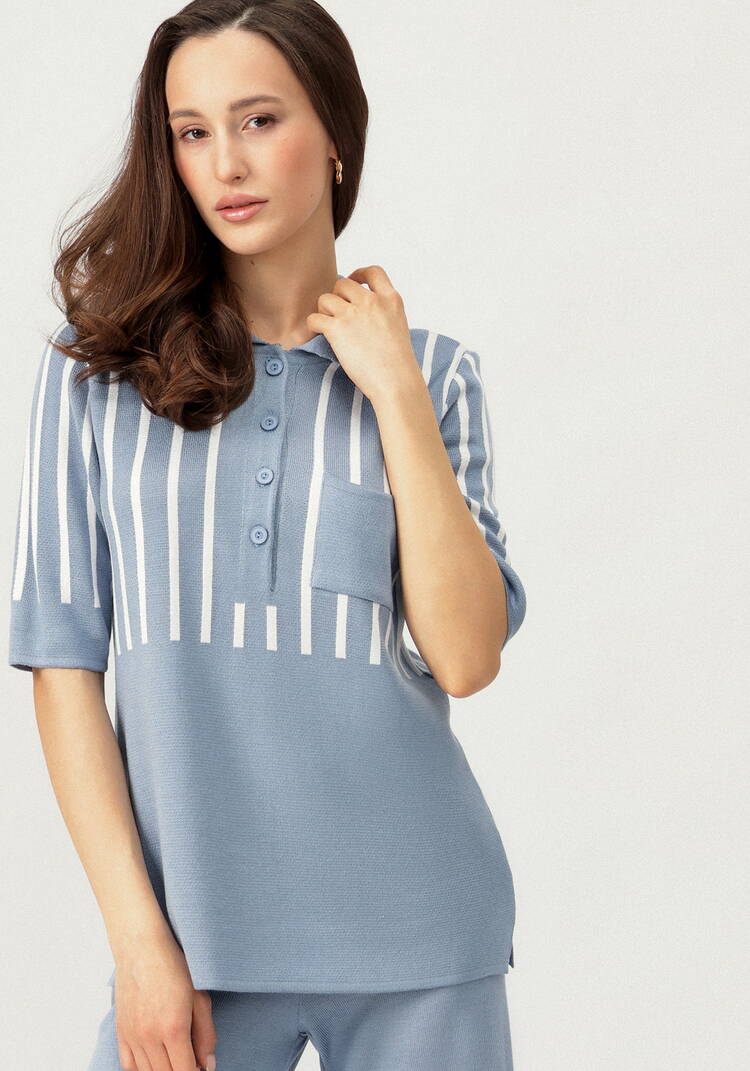 Джемпер-поло с вертикальной полосой шир.  750, рис. 4