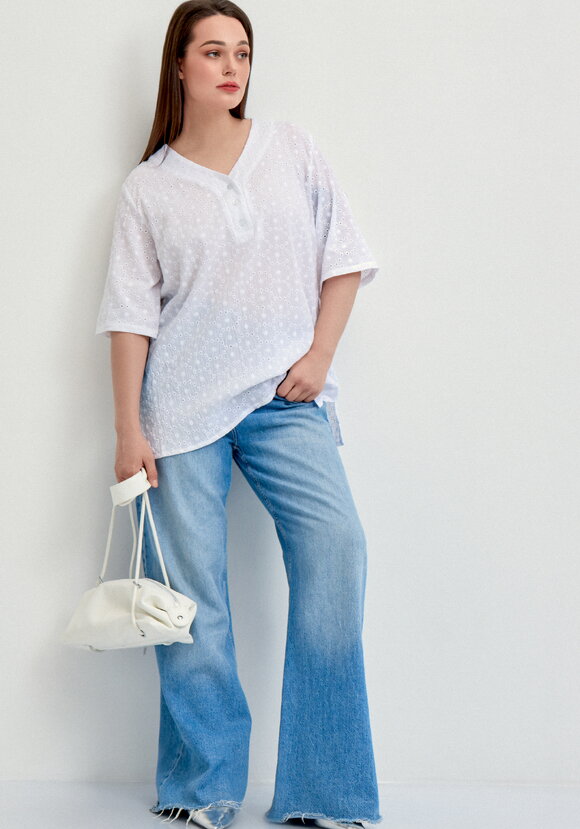 Блуза с V-образным вырезом из шитья шир.  580, рис. 16